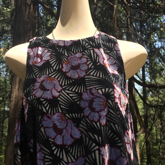 Loft burnt velvet black floral tunic vintage lavender floral shift dressHP 25 - Picture 6 of 16